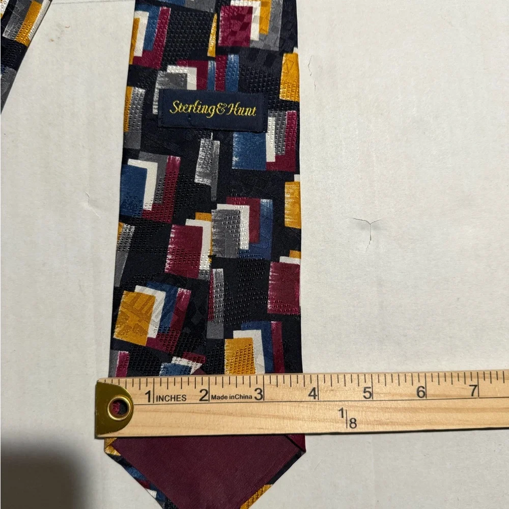 sterling&hunt multicolored‎ abstract pattern 100% silk, men's necktie #1279